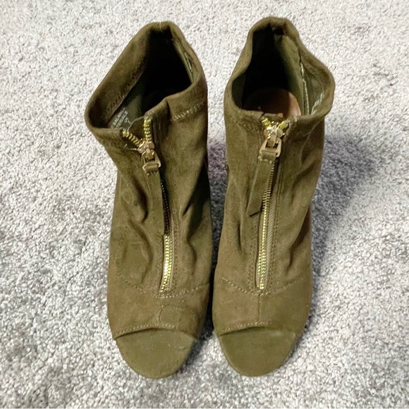 SM New York Open Toe Block Heel Zip Up Sock Ankle Boots Women's Size 8.5 - Picture 1 of 7